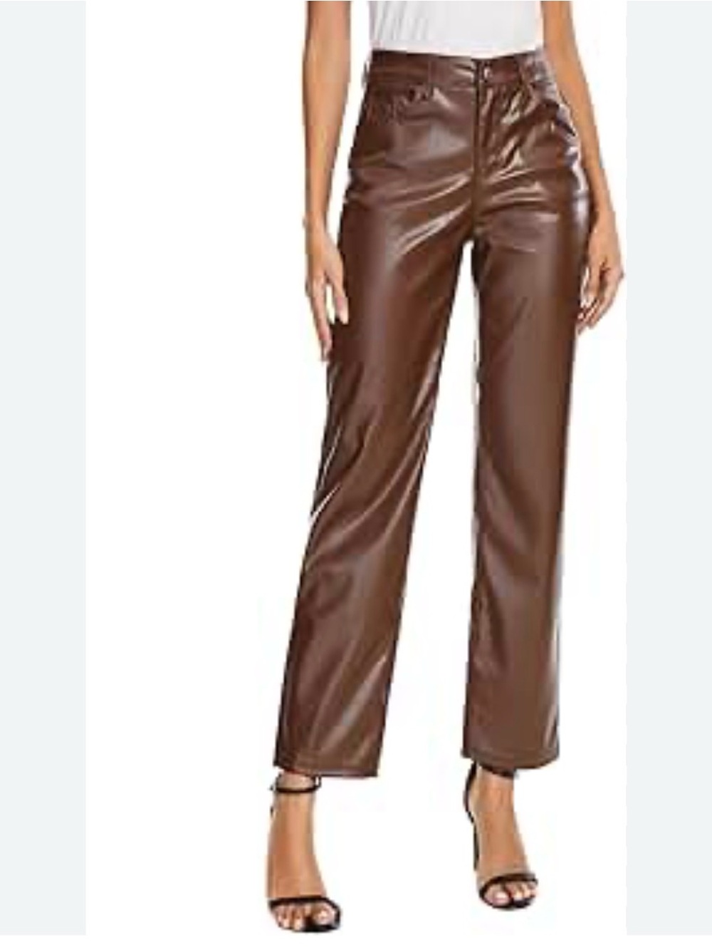 Banana Republic Brown Faux Leather Straight-Leg Pants